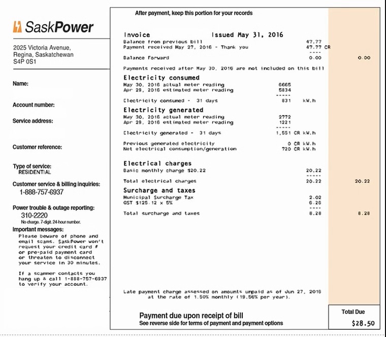 Sample Utility Charges