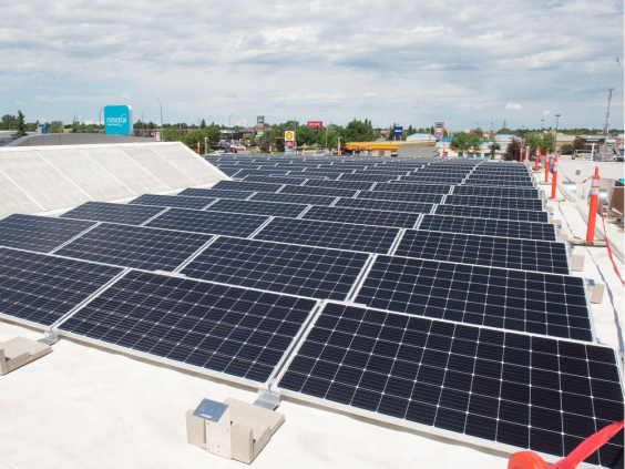 Solar panels on the roof of the Conexus Credit Union North Albert branch. BRANDON HARDER/Regina Leader-Post