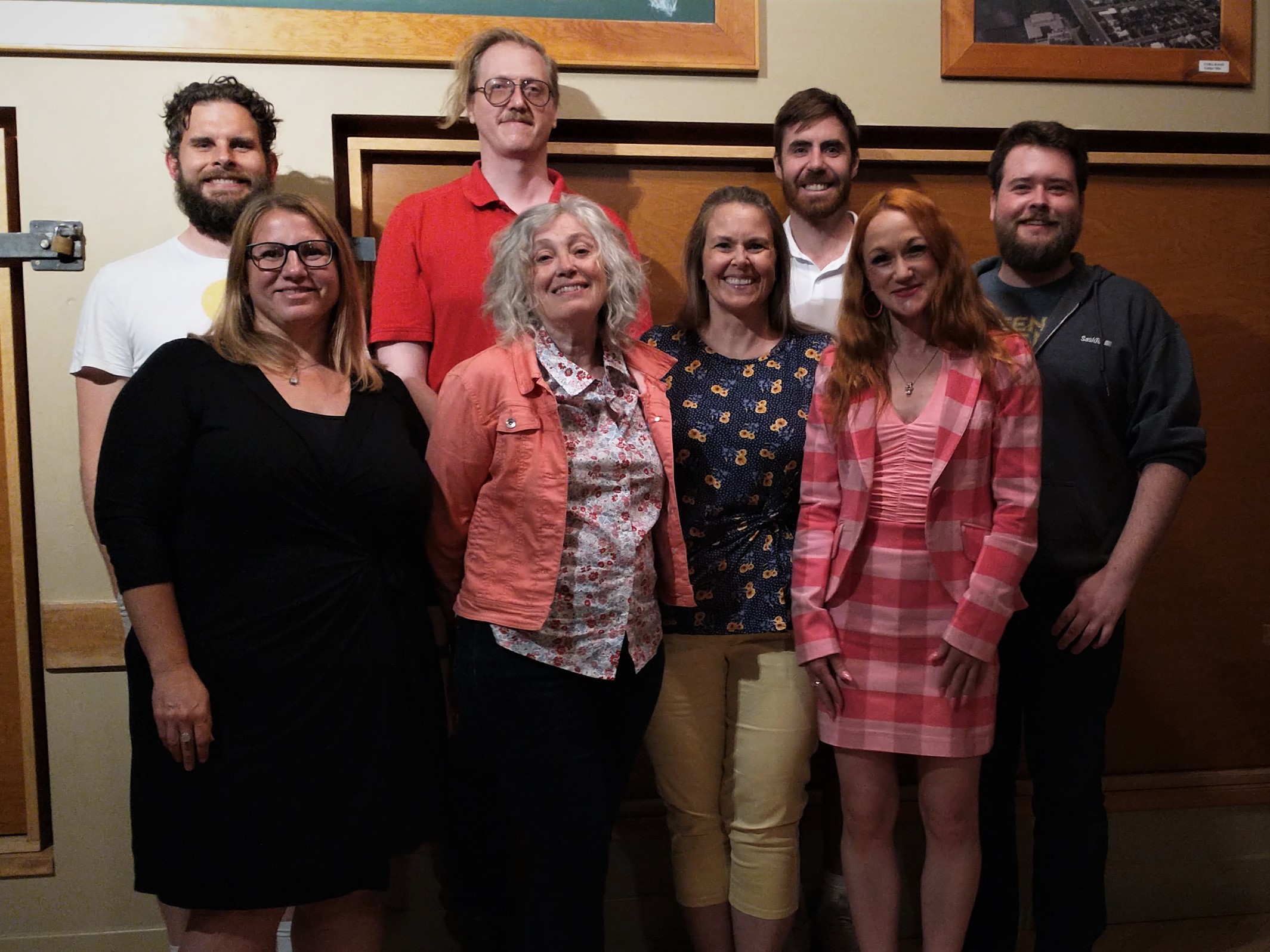 2022 AGM at Bushwakker. From left to right: Josh Campbell, Denise Gabriel, Dieter Toews, Susan Birley, Leanne Johner-Gooding, Will Ingenthron, Larissa Shasko, and Jordan Chychrun
